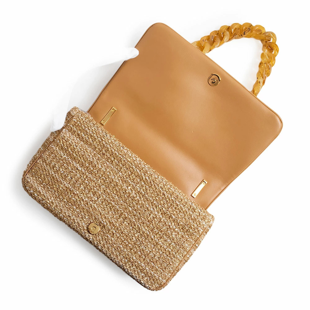 Burberry Effect Laura Chain Shoulder Bag Viscose Polyurethane Leather Beige - Picture 3 of 10